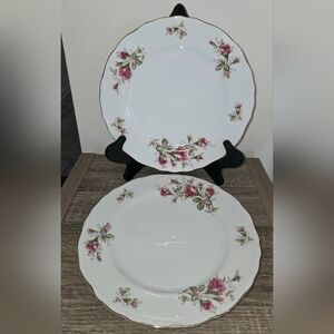 Old Roseby Norleans Dinner Plates with Gold Trim 10" Set of 2 SEE DESCRIPTION